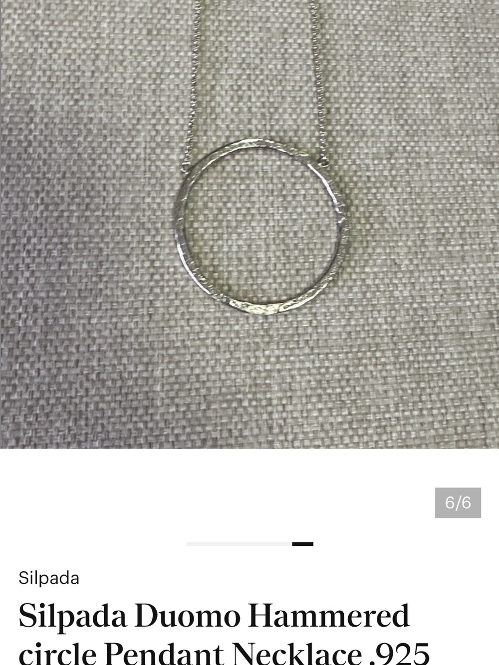 Silpada “Duomo” Silver Hammered Open Circle Pendant Necklace